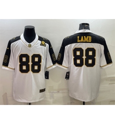 Men Dallas Cowboys 88 CeeDee Lamb White Gold Edition With 1960 Patch Limited Stitched Football Jersey