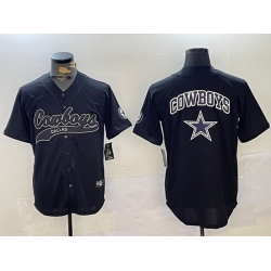 Men Dallas Cowboys Team Big Logo Black With Patch Cool Base Stitched Baseball Jersey 6