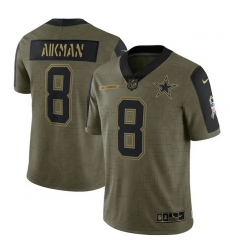 Men's Dallas Cowboys Troy Aikman Nike Olive 2021 Salute To Service Retired Player Limited Jersey