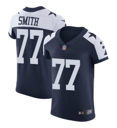 Nike Cowboys #77 Tyron Smith Navy Blue Thanksgiving Mens Stitched NFL Vapor Untouchable Throwback Elite Jersey