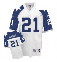 Reebok Dallas Cowboys 21 Deion Sanders White Thanksgiving Premier EQT Throwback NFL Jersey