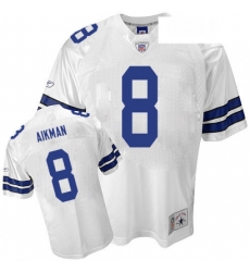 Reebok Dallas Cowboys 8 Troy Aikman Replica White Legend Throwback NFL Jersey