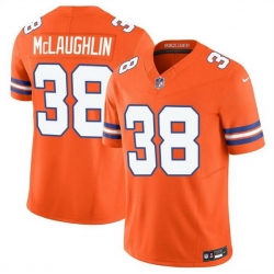 Men Denver Broncos 38 Jaleel McLaughlin Orange F U S E  Mile High Collection 1977 Throwback Vapor Limited Stitched Football Jersey