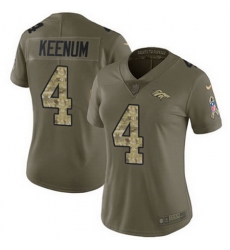 Nike Broncos #4 Case Keenum Olive Camo Womens Stitched NFL Limited 2017 Salute to Service Jersey