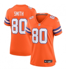 Women Denver Broncos 80 Rod Smith Orange Mile High Collection 1977 Throwback Stitched Jersey