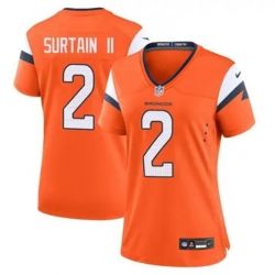 Women Nike Denver Broncos 2 Patrick Surtain II Orange Vapor Limited Jersey