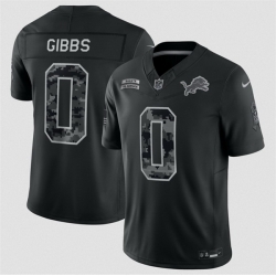 Men Detroit Lions  0 Jahmyr Gibbs Black F U S E  2026 Salute to Service Limited Stitched Football Jersey