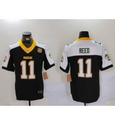 Men Green Bay Packers 11 Jayden Reed Black White 2024 F U S E  Home Patch 13 Time World Champions Vapor Untouchable Limited Stitched Jersey