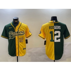 Men Green Bay Packers 12 Aaron Rodgers Green Cool Base Stitched Baseball Jersey 9