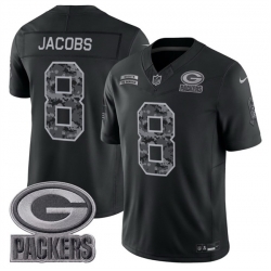 Men Green Bay Packers  8 Josh Jacobs Black F U S E  2026 Salute to Service Limited Stitched Football Jersey