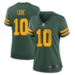 Women Green Bay Packers 10 Jordan Love Rush Vapor Limited Throwback Stitched Football Jersey