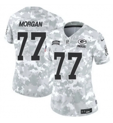 Women Green Bay Packers 77 Jordan Morgan 2024 F U S E Arctic Camo Salute To Service Limited Stitched Football Jersey