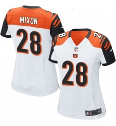 Womens Nike Cincinnati Bengals 28 Joe Mixon Game White NFL Jersey