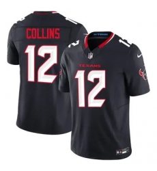 Men Houston Texans 12 Nico Collins Navy 2024 Alternate F U S E Vapor Stitched Jersey