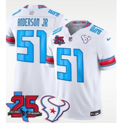 Men Houston Texans  51 Will Anderson Jr  White 2026 25th Anniversary Patch F U S E   HOUSTON US  Rivalries Collection Limited Stitched Football Jersey