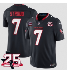Men Houston Texans  7 C J  Stroud Navy 2nd Alternate 2026 With 25th Anniversary Patch And 4 Star C Patch F U S E  Vapor Limited Stitched Football Jersey
