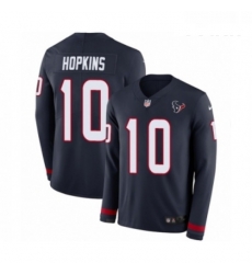 Youth Nike Houston Texans 10 DeAndre Hopkins Limited Navy Blue Therma Long Sleeve NFL Jersey