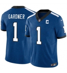 Men Indianapolis Colts 1 Sauce Gardner Blue 2025 F U S E  Throwback Vapor Limited Stitched Football Jersey