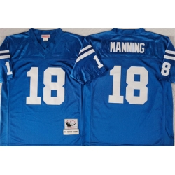 Men Indianapolis Colts 18 Peyton Manning Blue Throwback Stitched Jersey