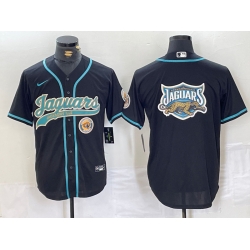 Men Jacksonville Jaguars  Black With Patch Cool Base Stitched Baseball Jersey