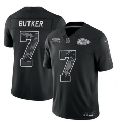 Men Kansas City Chiefs 7 Harrison Butker Black F U S E 2026 Salute to Service Limited Stitched Football Jersey