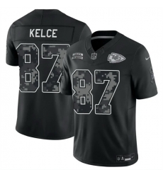 Men Kansas City Chiefs  87 Travis Kelce Black F U S E  2026 Salute to Service Limited Stitched Football Jersey