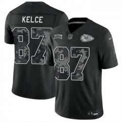 Men Kansas City Chiefs  87 Travis Kelce Black F U S E  2026 Salute to Service Limited Stitched Football Jersey
