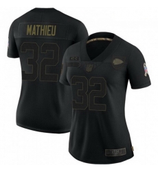 Women Kansas City Chiefs 32 Tyrann Mathieu Black Camo 2020 Salute To Service Limited Jersey