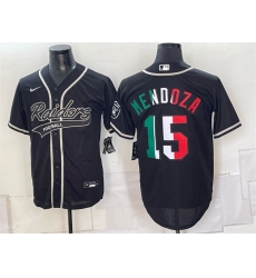 Men Las Vegas Raiders 15 Fernando Mendoza Black Mexico Cool Base Stitched Baseball Jerseys Men Las Vegas Raiders 15 Fernando Mendoza Black Mexico Cool Base Stitched Baseball Jerseys