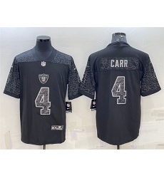 Men Las Vegas Raiders 4 Derek Carr Black Reflective Limited Stitched Football Jersey