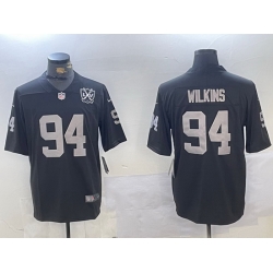 Men Las Vegas Raiders 94 Christian Wilkins Black 65th Anniversary Patch Vapor Stitched Football Jersey