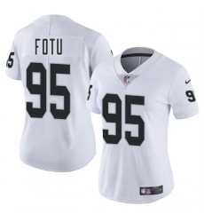 Women Las Vegas Raiders 95 Leki Fotu White 2025 Vapor Stitched Jersey