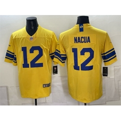 Men Los Angeles Rams  12 Puka Nacua Gold Classic Sol Vapor Limited Stitched Football Jersey