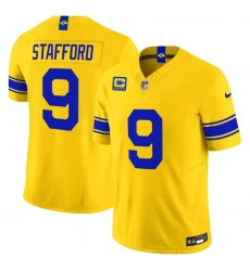 Men's Los Angeles Rams #9 Matthew Stafford Yellow 2026 F.U.S.E. With 4- Star C Patch Vapor Limited Football Stitched Jersey Men's Los Angeles Rams #9 Matthew Stafford Yellow 2026 F.U.S.E. With 4- Star C Patch Vapor Limited Football Stitched Jersey