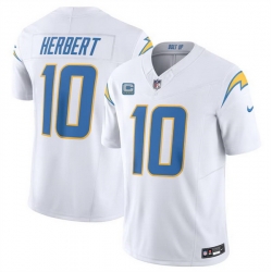 Men Los Angeles Chargers 10 Justin Herbert White 2024 F U S E  With 4 Star C Patch Vapor Untouchable Limited Stitched Jersey