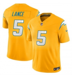 Men Los Angeles Chargers 5 Trey Lance Gold 2026 F U S E Alternate Vapor Limited Stitched Football Jersey