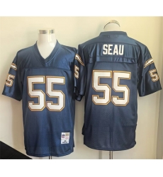 Men Los Angeles Chargers 55 Junior Seau Navy Throwback Stitched Jersey Men Los Angeles Chargers 55 Junior Seau Navy Throwback Stitched Jersey