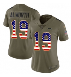 Womens Nike Los Angeles Chargers 19 Lance Alworth Limited OliveUSA Flag 2017 Salute to Service NFL Jersey