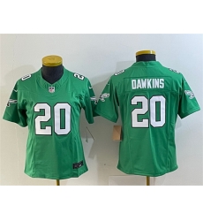 Women Philadelphia Eagles 20 Brian Dawkins Green 2023 F U S E  Stitched Football Jersey  Run Small