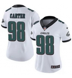 Women Philadelphia Eagles Jalen Carter #98 White F U S E Stitched NFL Jersey