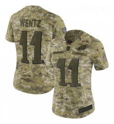 Womens Nike Philadelphia Eagles 11 Carson Wentz Limited Camo 2018 Salute to Service NFL Jersey