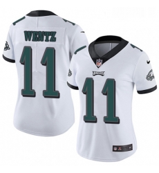 Womens Nike Philadelphia Eagles 11 Carson Wentz White Vapor Untouchable Limited Player NFL Jersey