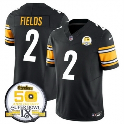 Men Pittsburgh Steelers 2 Justin Fields Black 2024 F U S E 50th Anniversary Of Super Bowl IX Alternate Vapor Untouchable Limited Stitched Jersey