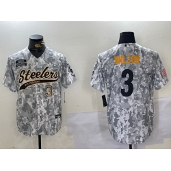 Men Pittsburgh Steelers 3 Russell Wilson 2024 Arctic Camo Salute To Service Stitched Baseball Jersey 2