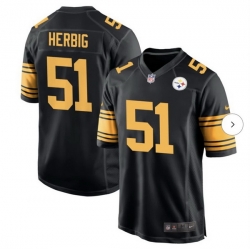 Men Pittsburgh Steelers 51 Nick Herbig Black Color Rush Limited Jersey
