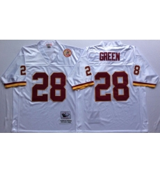 Men Redskins 28 Darrell Green White M&N Throwback Jersey