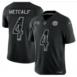 Men Steelers 4 Metcalf Black Salute To Service Stitched NFL Jersey