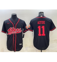 Men San Francisco 49ers 11 Brandon Aiyuk Black With Patch Cool Base Stitched Baseball JerseyS