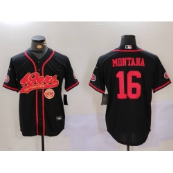 Men San Francisco 49ers  16 Joe Montana Black With Patch Cool Base Stitched Baseball Jersey 5