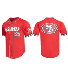 Men San Francisco 49ers 23 Christian McCaffrey Mesh Button Up Stitched Baseball Jersey